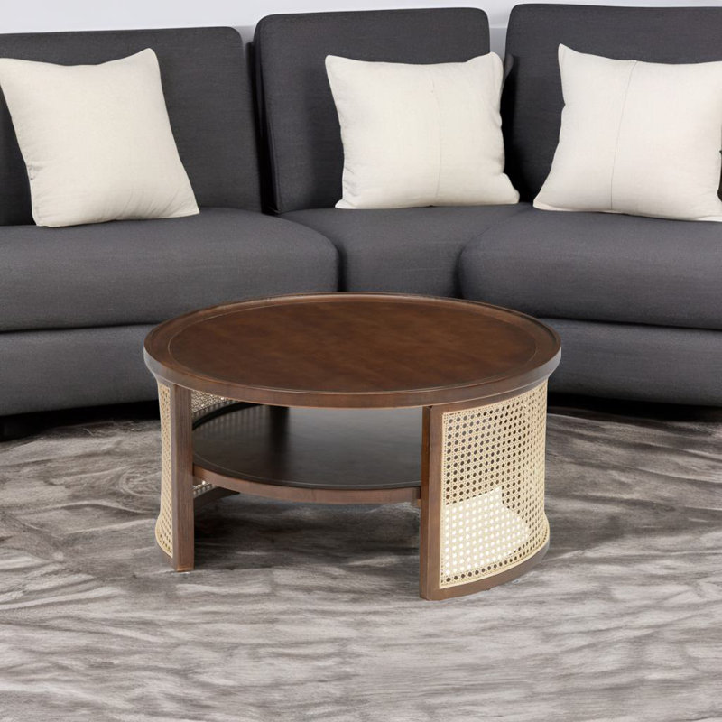Table basse ronde à 2 niveaux, Noyer