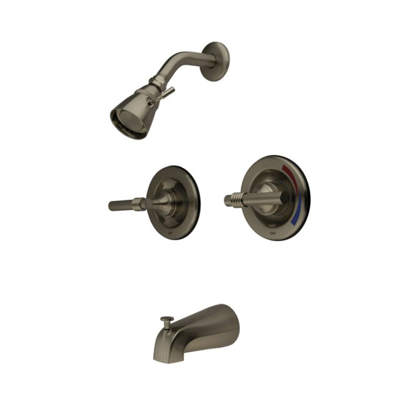 Milano Diverter Tub and Shower Faucet with Magellen Lever Handles, Polished Chrome