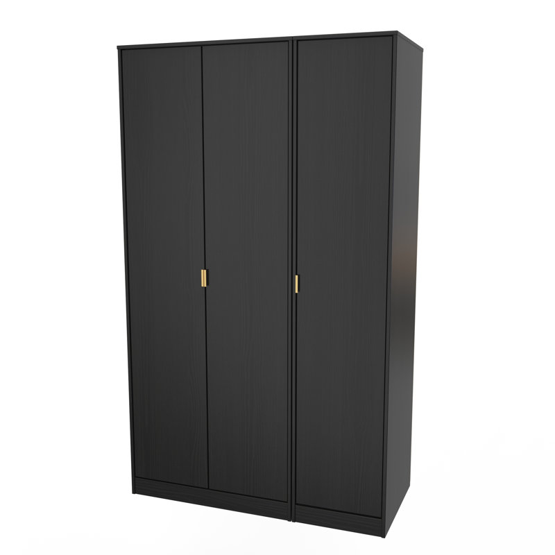 Fully Assembled 2 Door Wardrobe, 197cm H x 74cm W x 53cm D, Black