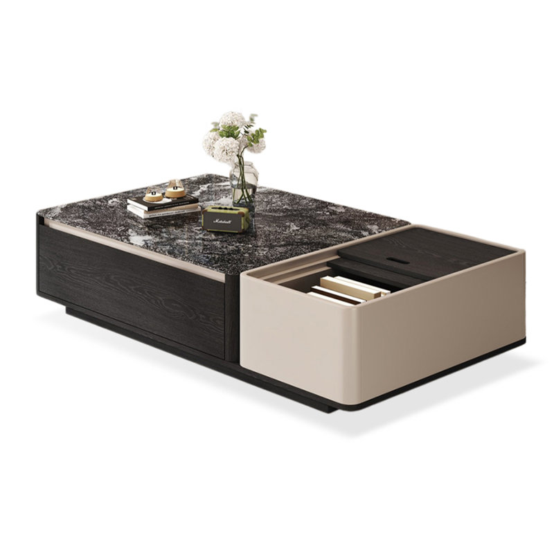Table basse rectangulaire en pierre frittée