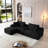 Modular Sectional Sofa, Deep Seat Corduroy Cloud Couch with Cup Holders, USB Ports & Storage Box, Sleeper Sofa Couch Boneless Couches With Movable Ottoman for Living Room, No Assembly Required,Black-1009134935