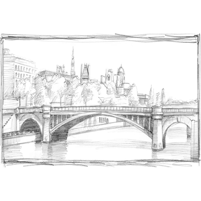 " Pont De Notre Dame " by Ethan Harper, 12" H x 18" W x 1.25" D