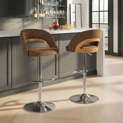 Tabouret de bar réglable Nakita avec repose-pieds arrondi en forme de T (paquet de 2)