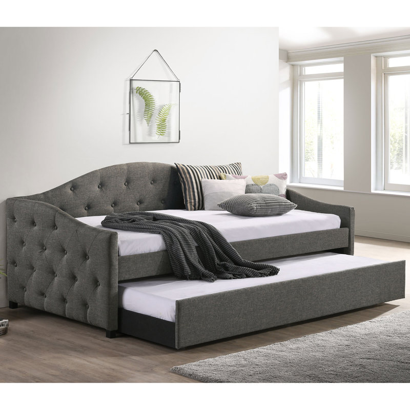 Tremont Grey Upholstereddaybed With Trundle