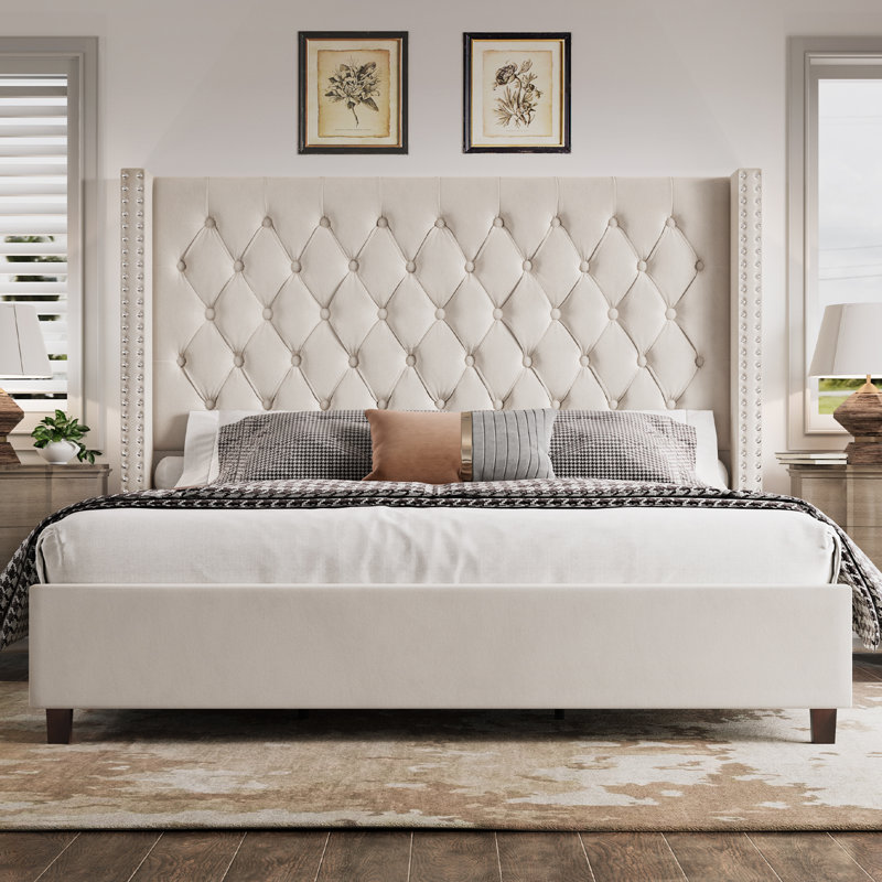 Luxury Duluth Upholstered Wingback Bed Frame