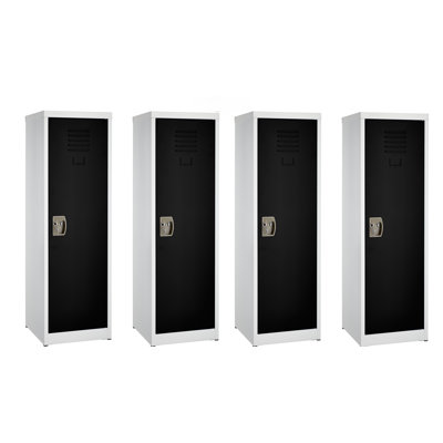 48" H x 15" W Steel 1-Door Key Lock Single Tier Kids Locker - Student Storage for Schools, Gym, Home - Includes Shelf, Hooks, Ventilation & Card Holder - Easy Assembly