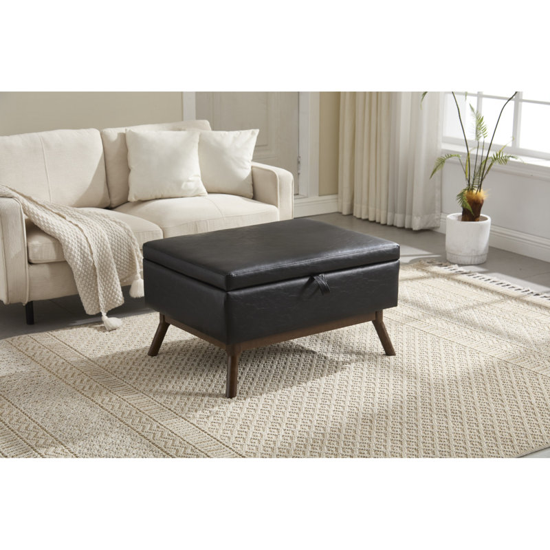 Banc de rangement Mid-Century, Noir