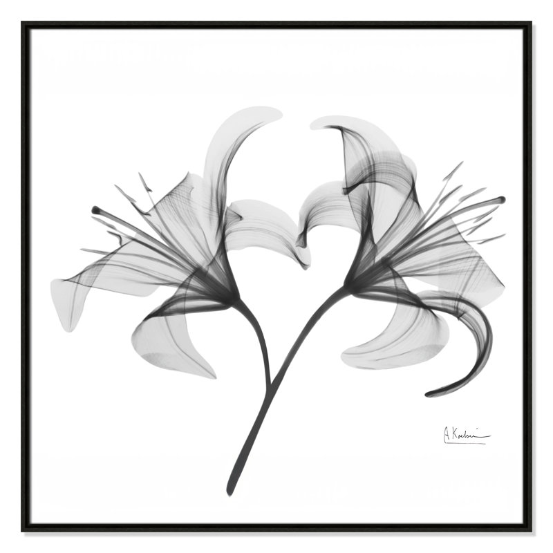 «Lilly Twins - Square Version Print» par Albert Koetsier, Cadre flottant espresso, H 37,5 po x l 37,5 po