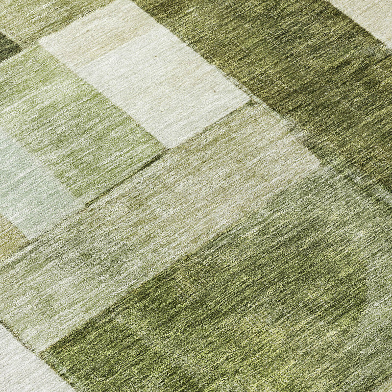 Wovari Green Washable Indoor-Outdoor Rug - , 8' x 8'