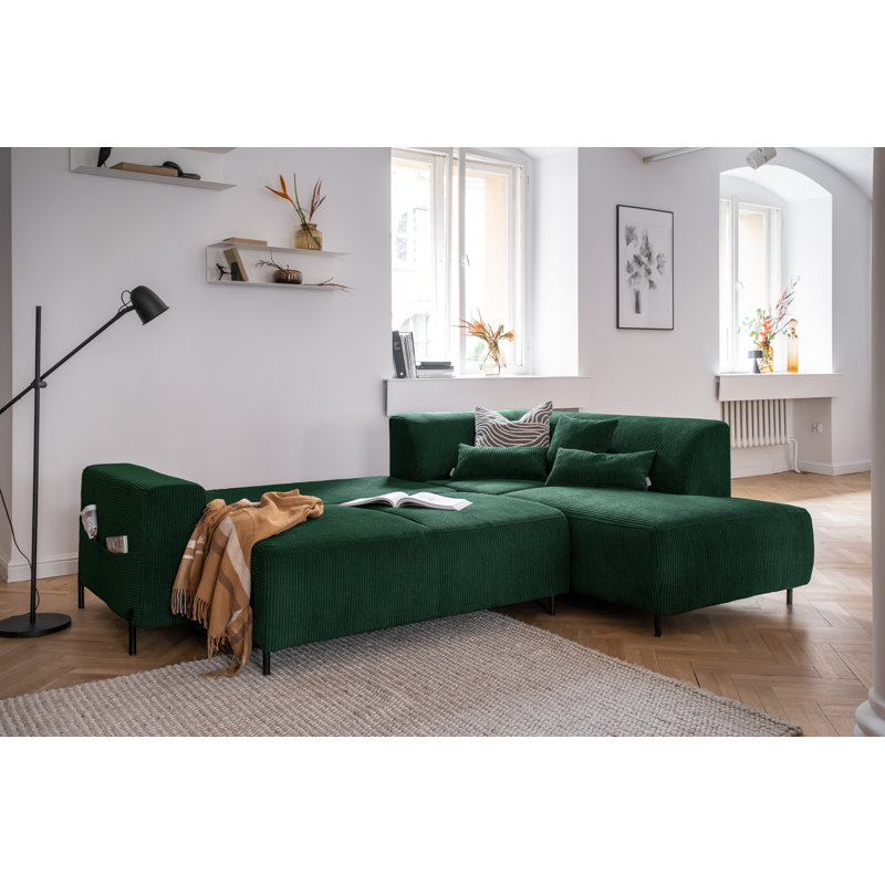 Cuddly Mia Corner Sofa Bed, Right facing, Bottle Green