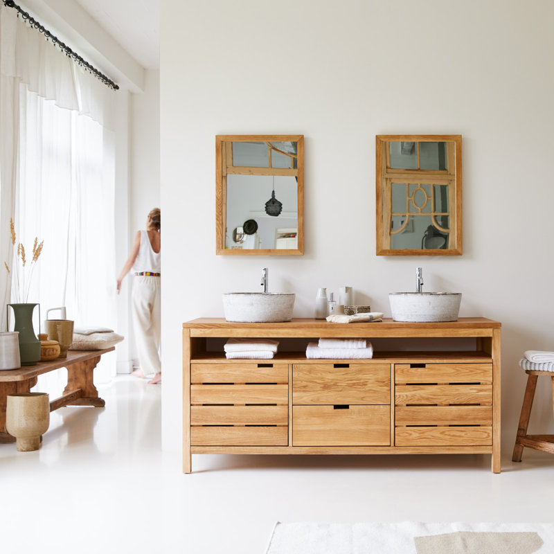 165cm Double Bathroom Vanity Base Only in Natural