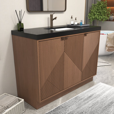 Monterey 47.2" Inch Freestanding Bathroom Vanity + Reinforced Black Acrylic Sink