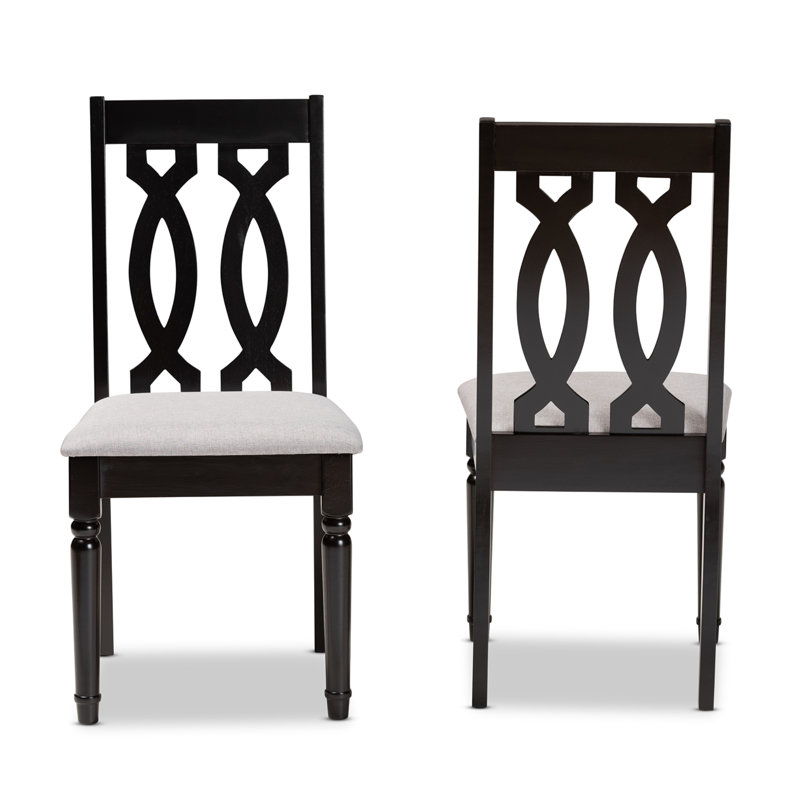 Ensemble de chaises de salle à manger 2 pièces en tissu gris et brun foncé Gautieri