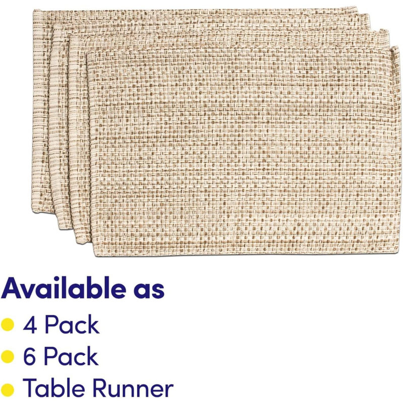 Ensemble de 6 napperons 100% coton pour salle à manger, Marron clair