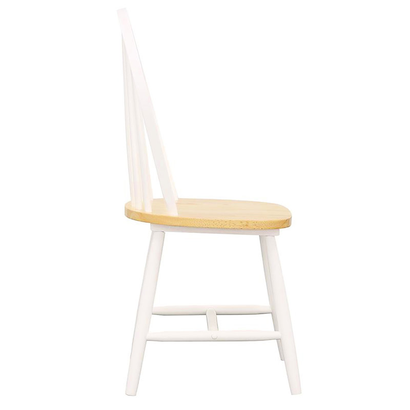 4 chaises d'appoint latérales - siège brun naturel, broche blanche à dossier rustique 4 et mélange