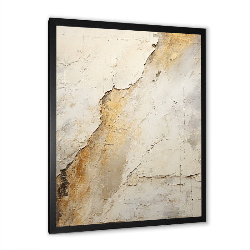 Earth Minimalist Fossils II - Abstract Collages, art mural, Cadre simple noir, H 32 po x l 24 po x P 1 po