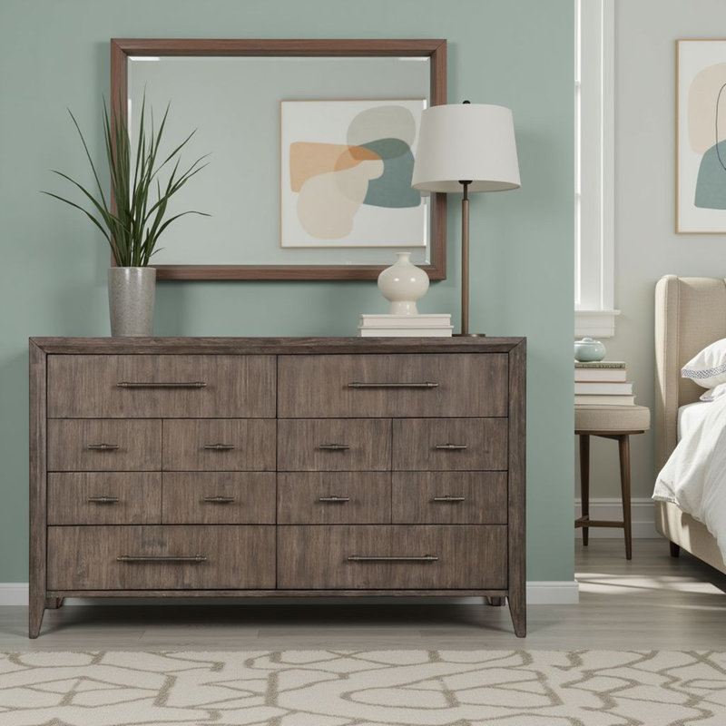 Iknoor 8-Drawer Dresser, No Assembly Required, Smoky Greige Finish