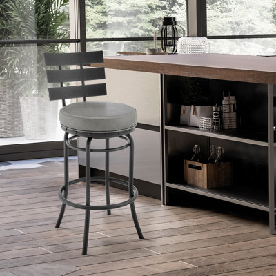 Tabouret de bar ou de comptoir pivotant au fini noir avec similicuir