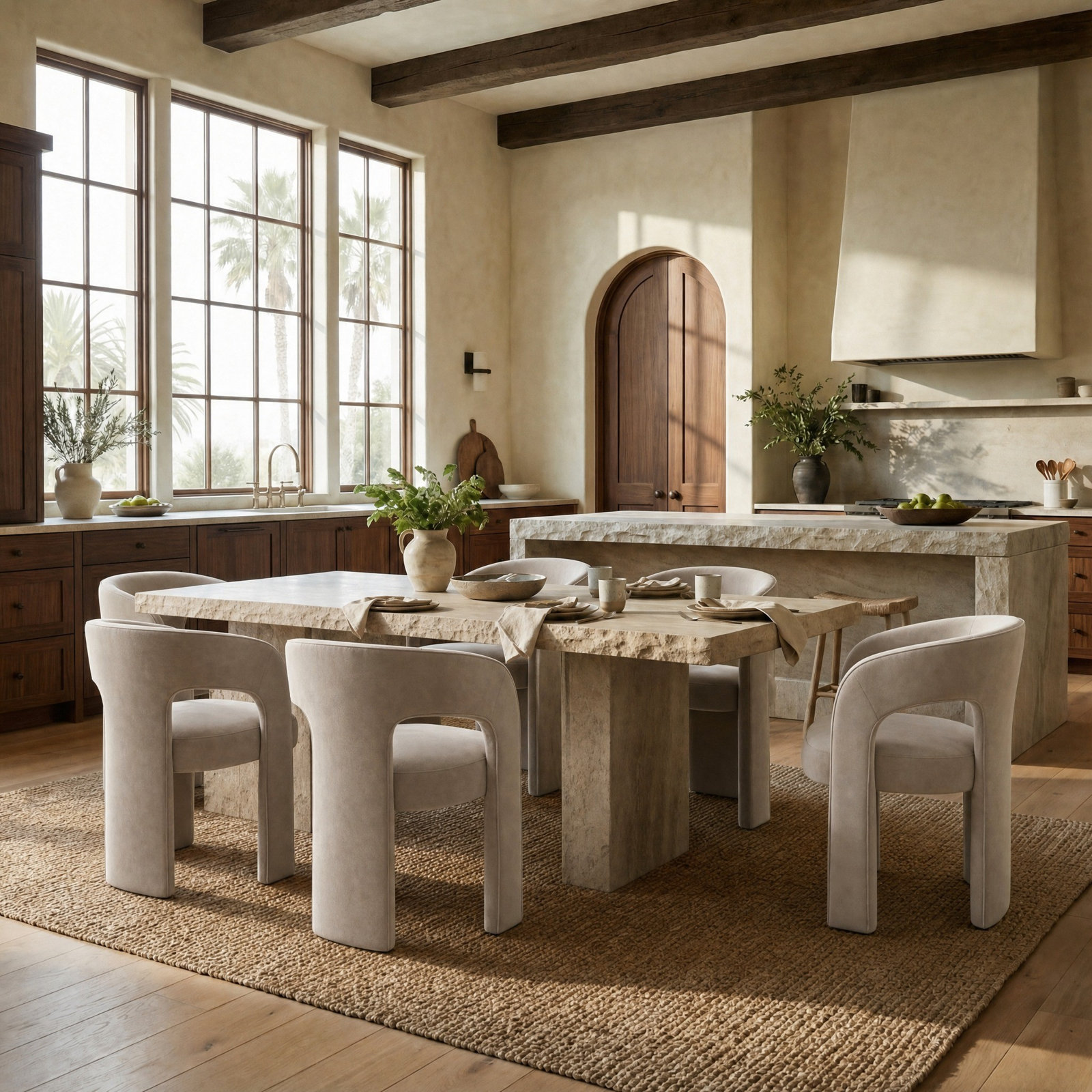 Meline Dining Chair, Light Brown Velvet
