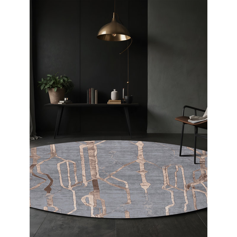 Silky Soft Plush Gray Area Rug, Round 4'