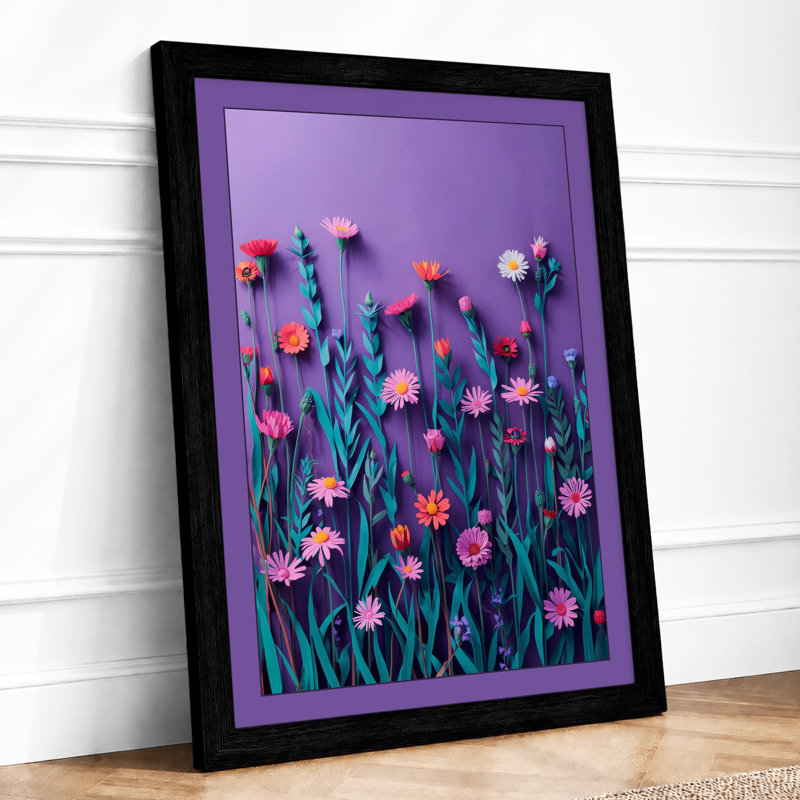 Pink Carnation Field Botanical - Framed Print, A1 - 84.1 x 59.4 cm, Black