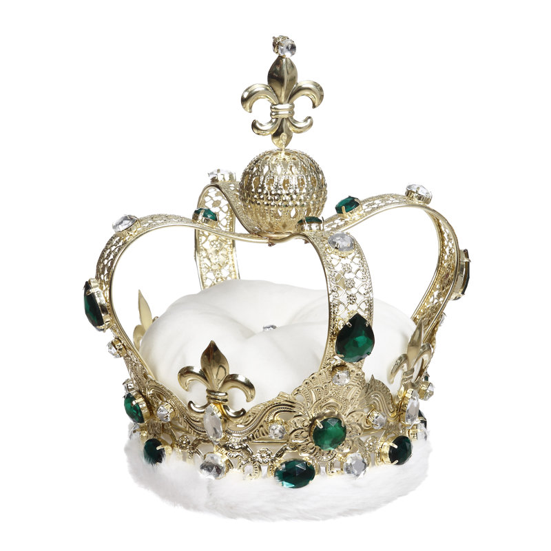 Kings Crown, Set Of 2 - 7 X 8 Inches, White/Gold/Green