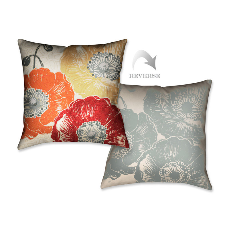 A Poppy's Touch Floral Throw Pillow