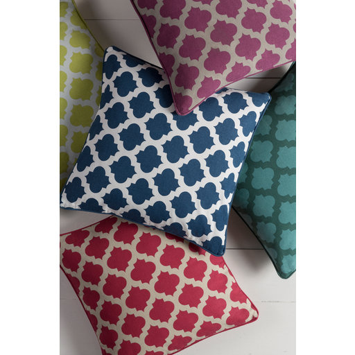 Housse de coussin en coton , 18 po x 18 po, Rose vif / kaki