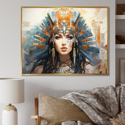 Or et bleu égyptien Pharaons femme III - Égypte, art mural