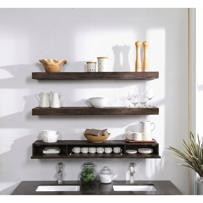 Conna 3 Piece Acacia Floating Shelf