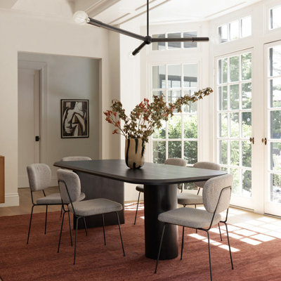 86.61"French-style retro black solid wood conference table