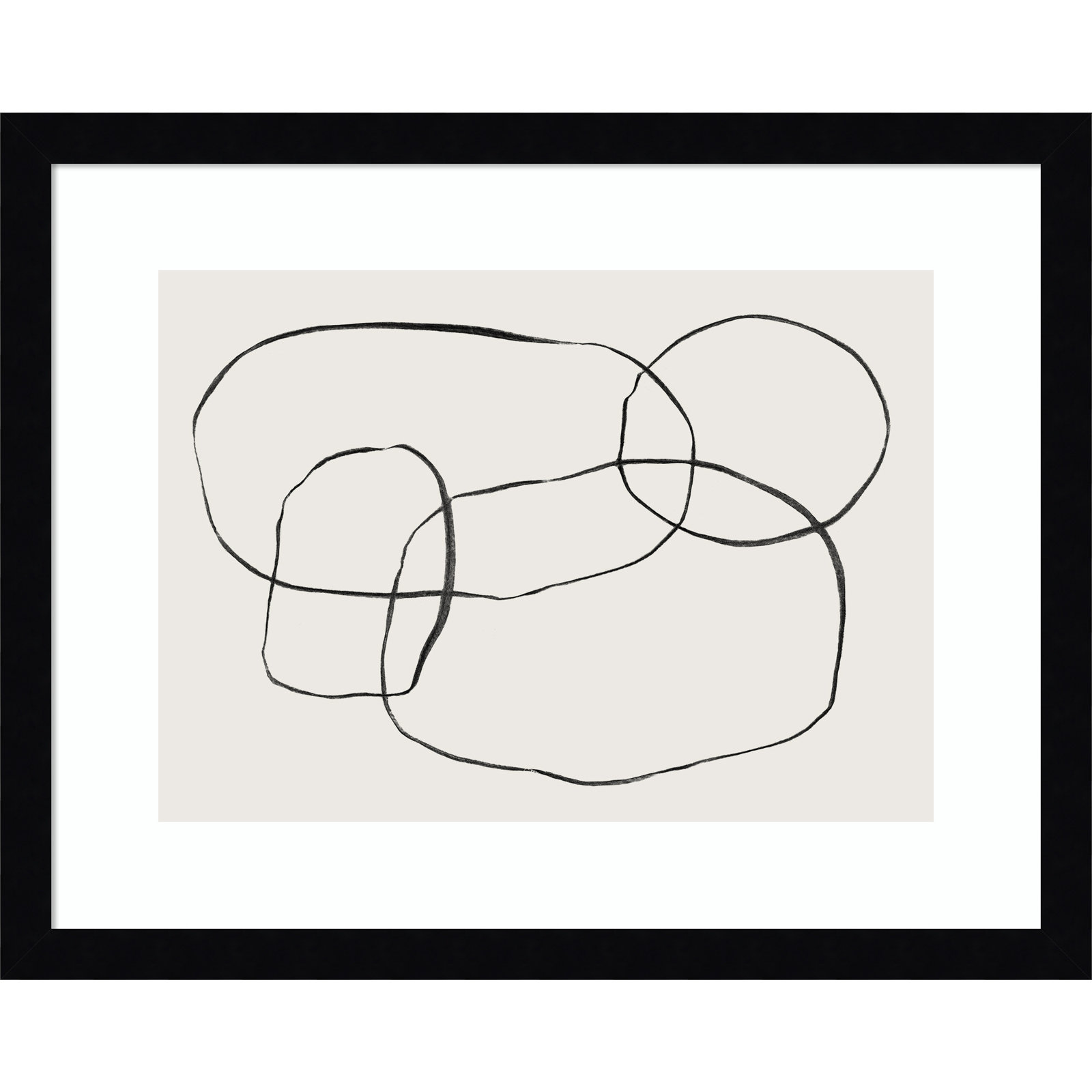 871 Modern Circles by Teju Reval, 31" H x 40" W, Noir Black Framed