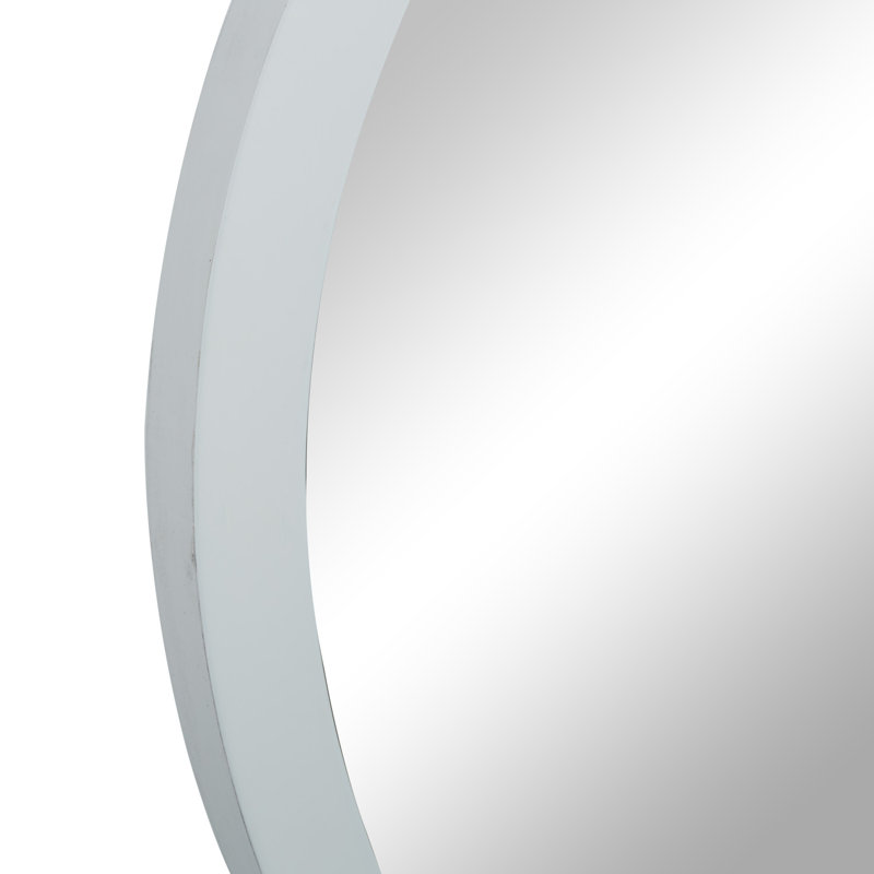 Burel Circle Wall Mirror, 32" H x 32" W, Matte White