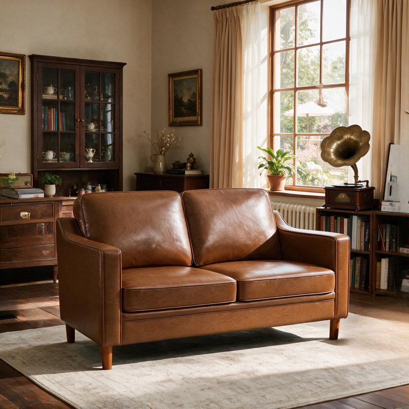Barton 60'' Upholstered Loveseat Sofa, Dark Brown