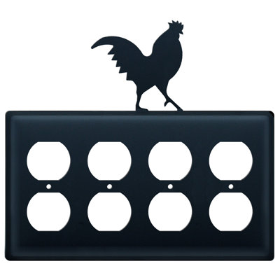 Rooster 4-Gang Duplex Outlet Wall Plate