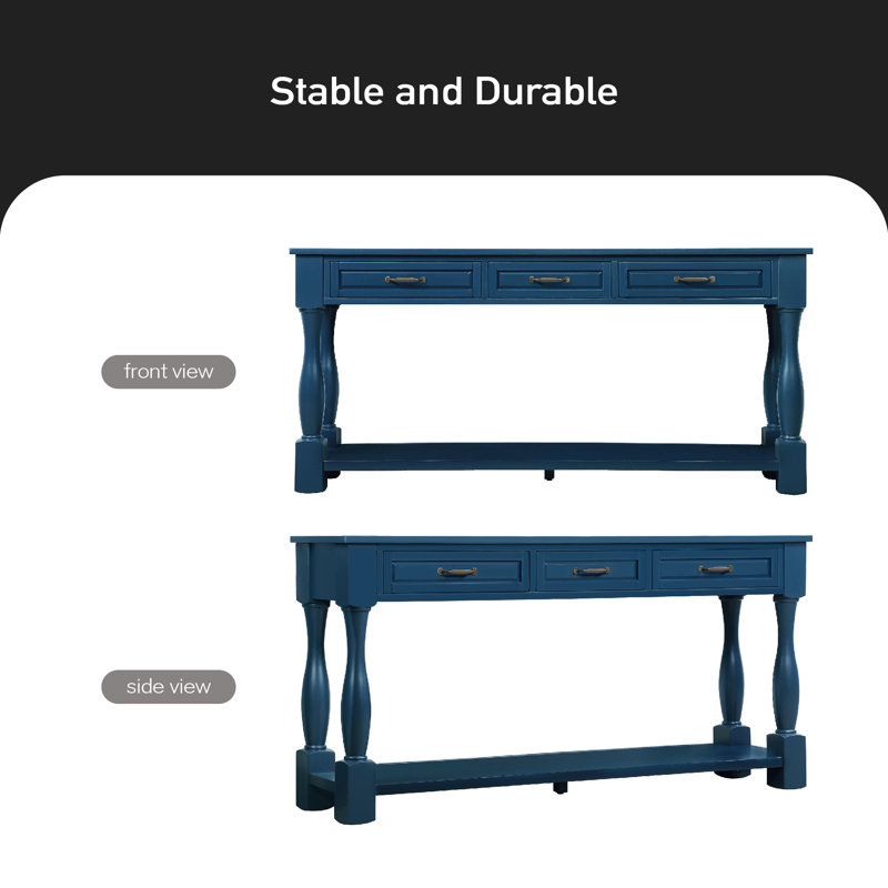 Vasilos 63.4'' Console Table, Navy Blue