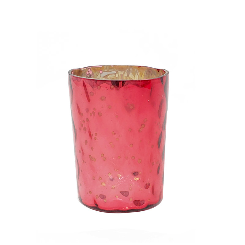 Porte-votive en verre tacheté, Rouge
