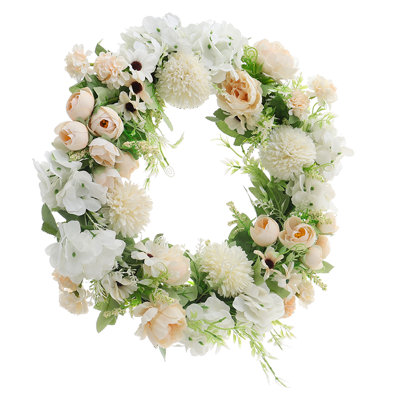 Handcrafted Faux Peony Polyester 38cm Wreath