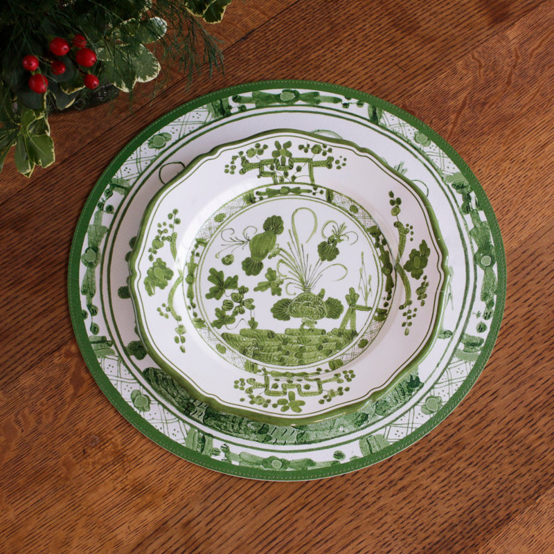 Vida Faenza 11" Dinner Plate, Green/White