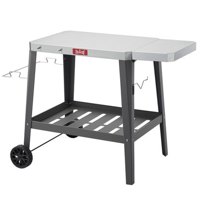 Feasto 37.5"W x20"D Stainless Steel Kitchen Cart Table with Wheels, Movable Grill Part with Foldable Side Table