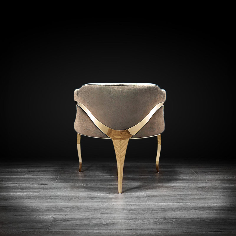 Iseminger 19'' H Velvet Upholstered Armchair, Titanium Golden, Taupe