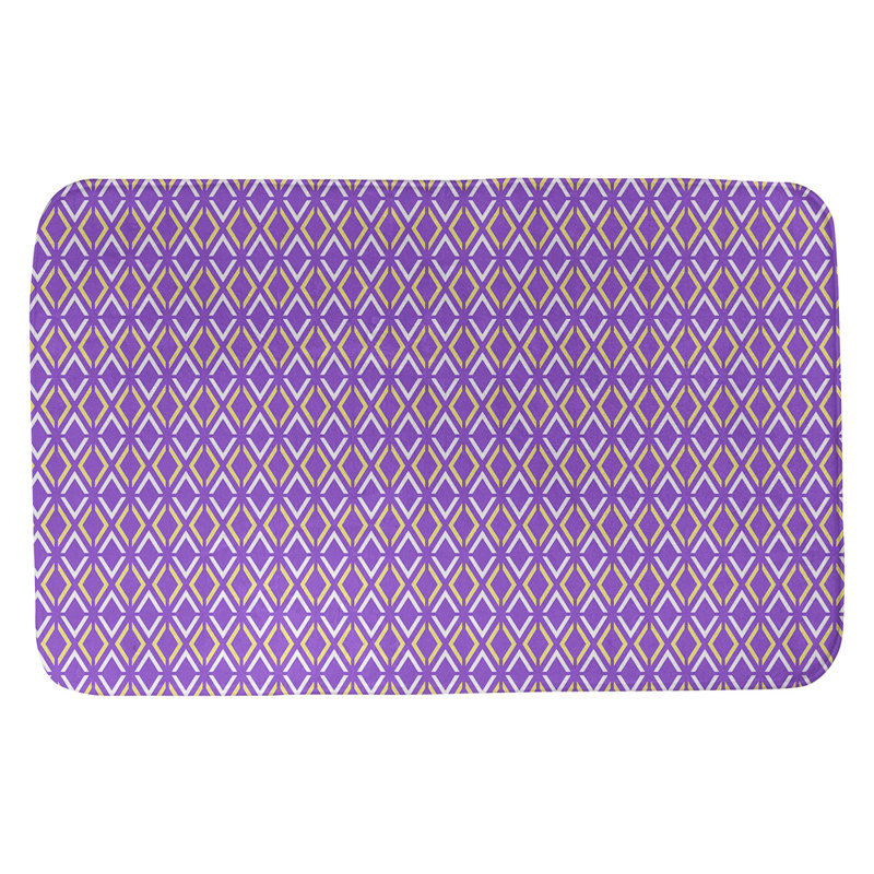 Tapis pour salle de bain diamants Leffel, l 21 po x L 34 po, Mauve / Jaune