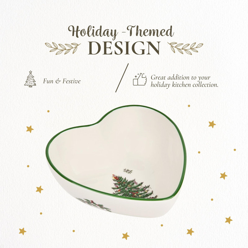 Christmas Tree Serve Heart Shaped Dip Bowl
