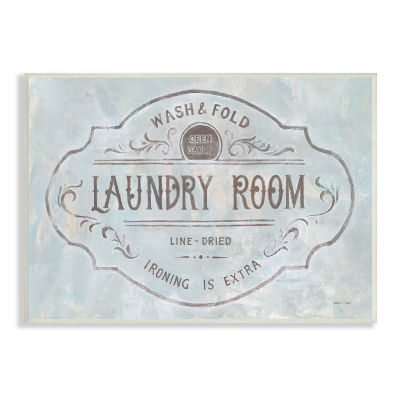 «Wash and Fold Laundry Room», art mural sur bois par Danhui Nai, H 13 po x l 19 po, Plaque murale