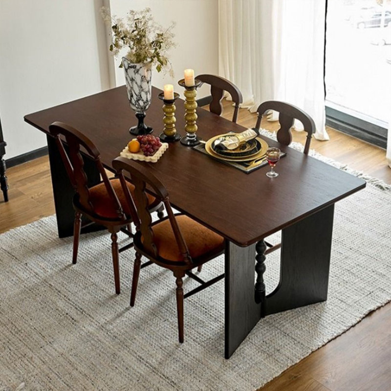 Ensemble de tables rétro et élégantes en bois massif, H 29,52 po x L 78,74 po x l 35,43 po