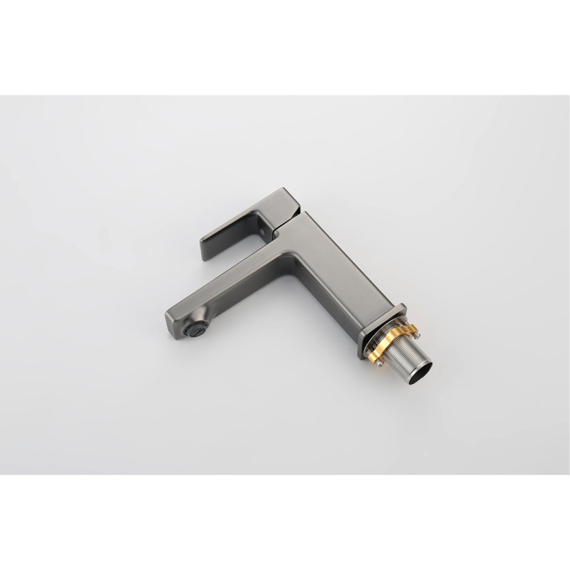 Modern Style Gray Bathroom Sink Faucet, 1.5/Gpm Flow, Zinc, Deck Mounted Handle Design, Gray