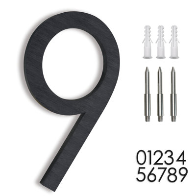 Numéro de maison 8 po en aluminium massif antirouille, flottant ou encastré
