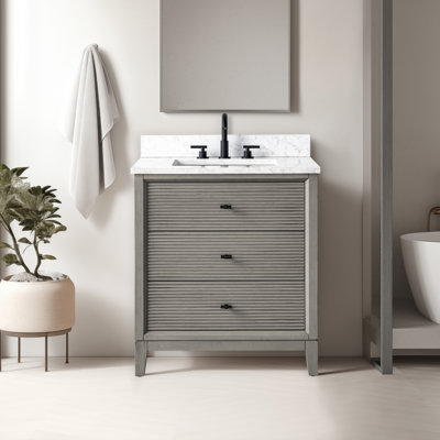 Meuble-lavabo simple 30 po avec plateau en marbre d'ingénierie