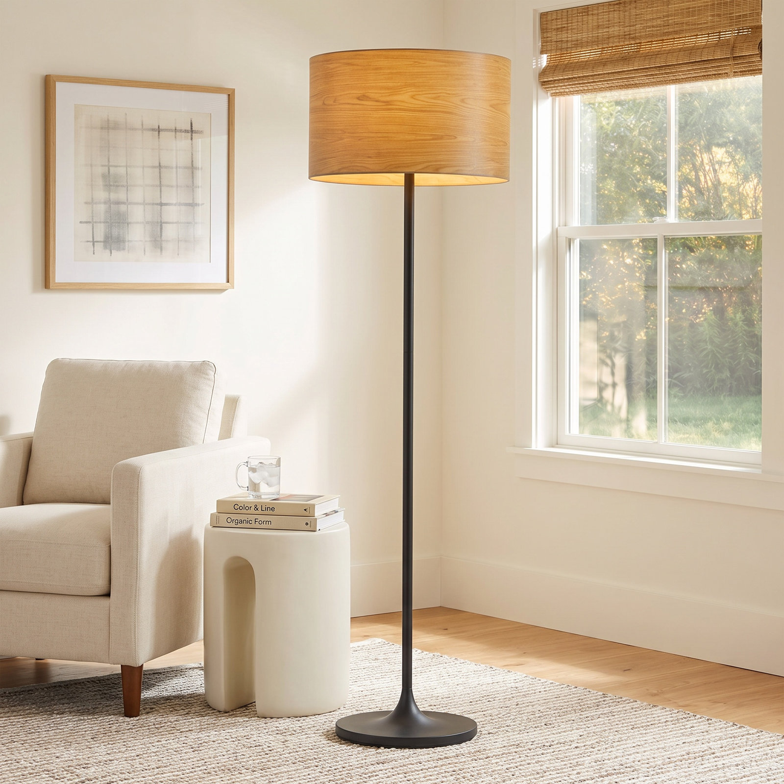 California 59.5'' Floor Lamp, Beige, Black