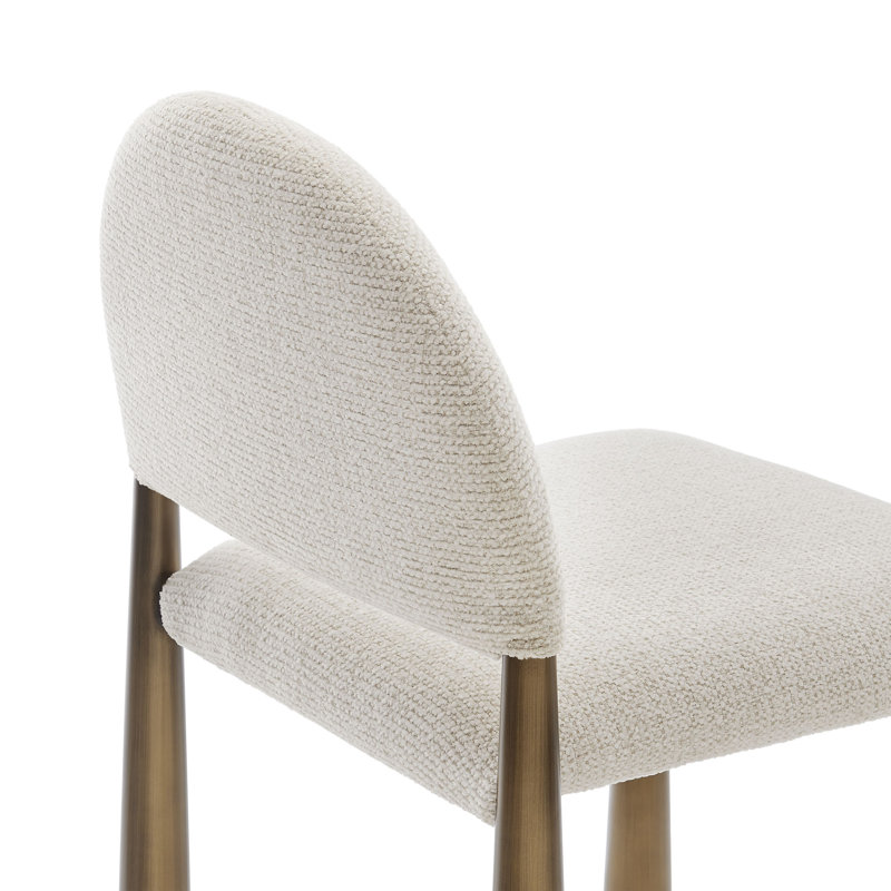 Hayley Upholstered Fabric Dining Side Chair, Cream, Brass